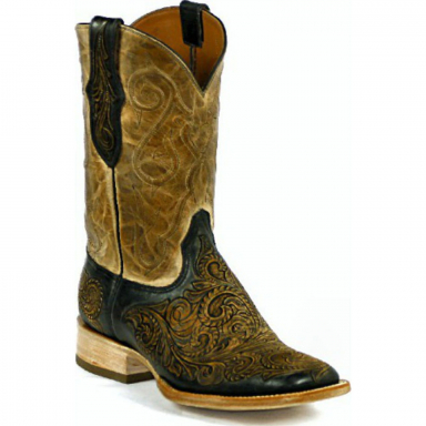 Black Jack Sunland Cord Design Craftsman Hand-Tooled Cowboy Boot HT-313