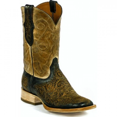 Black Jack Mens Sunland Cord Design Craftsman Hand-Tooled Cowboy Boot