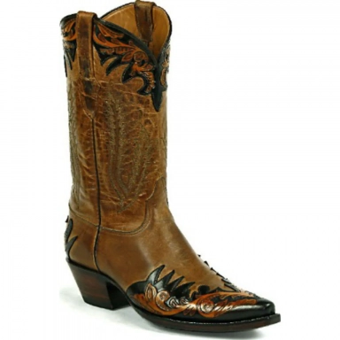 Black Unisex Jack Hand Tooled Wing Tip 9, Heel Foxing Collar - Stitch