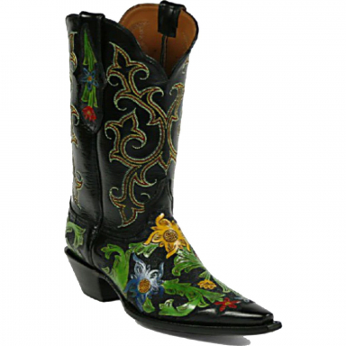 Black Jack Flowers Vamp - Billy Stitch # 2 Tops Craftsman Hand-Tooled Cowboy Boot HT-99