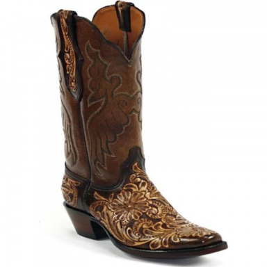 Black Unisex Jack Charlie Stitch Craftsman Hand-Tooled Cowboy Boot