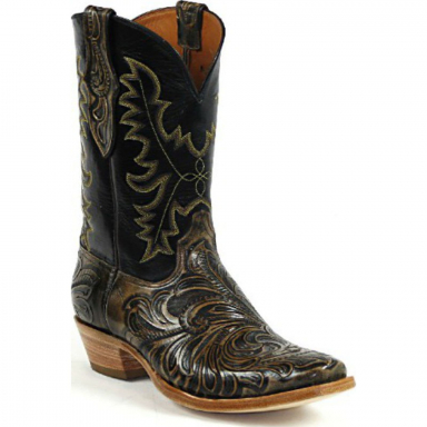 Black Jack Stitch # 327 With Chain Craftsman Hand-Tooled Cowboy Boot HTP-214