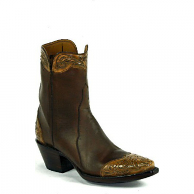 Black Jack Triad Zipper Boot With Tooled Wing Tip & Heel Foxings Craftsman Hand-Tooled Cowboy Boot H