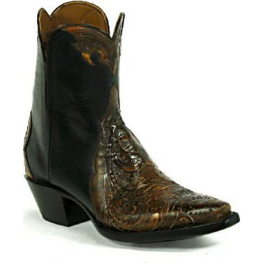 Black Jack Hand Tooled Vamp And Heel Foxing Craftsman Hand-Tooled Cowboy Boot HTP-228