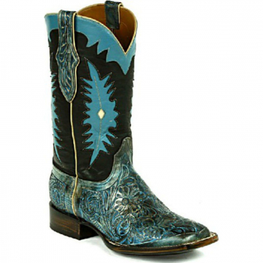 Black Jack Stefie Inlays With Collar # I8 Craftsman Hand-Tooled Cowboy Boot HTP-231