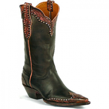 Black Jack Plain Tops With Tooled Collars Craftsman Hand-Tooled Cowboy Boot HTP-237