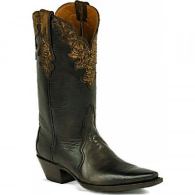 Black Jack Triad Cut With Tooled Collar Craftsman Hand-Tooled Cowboy Boot HTR-257