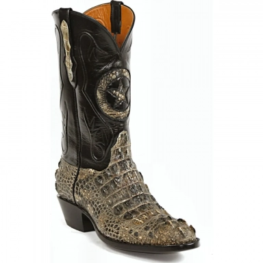Black Unisex Jack Lone Star Inlay Alligator Hornback Cowboy Boot