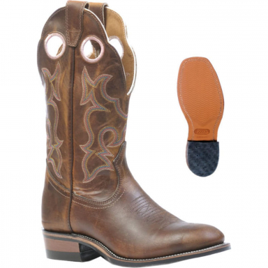 Boulet Womens Laid Back Tan Spice Full Round Toe Cowgirl Boot 0297