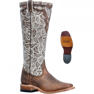 Boulet Womens Brown Embossed Stovetop Cowgirl Boot 2943