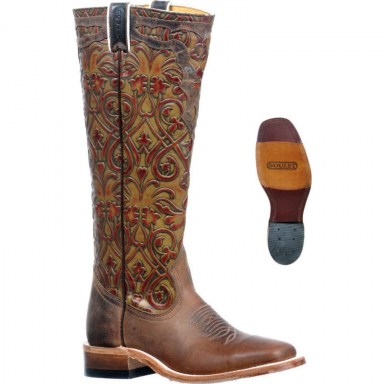 Boulet Womens Brown Embossed Stovetop Cowgirl Boot 2944