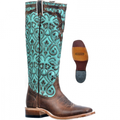 Boulet Womens Turquoise Embossed Stovetop Cowgirl Boot 2945
