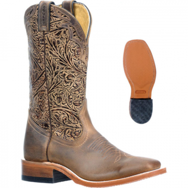 Boulet Womens Bomber Brown Floral Cowgirl Boot 2958