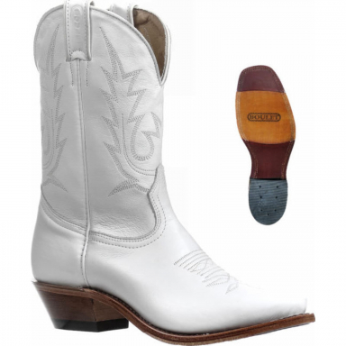 Boulet Womens 10" Lucious White Cowboy Heel Cowgirl Boot 3912