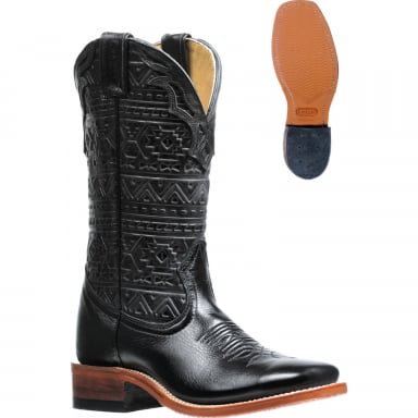 Boulet Womens Authentic Lightning Black Deer Silky Black Stockman Boot 4941