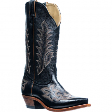 Boulet Womens Deer Silky Black Cowboy Boot 4945
