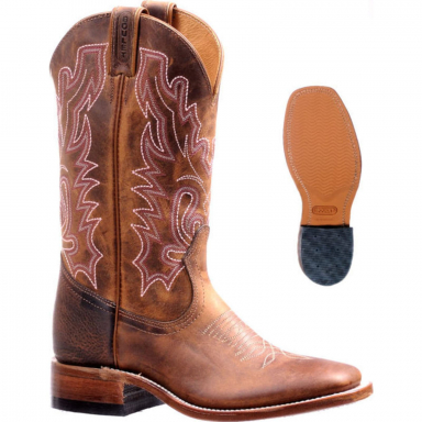 Boulet Womens Hillbilly Golden Wide Square Toe Cowgirl Boot 7220