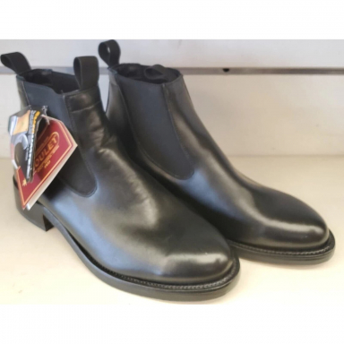 Boulet Mens Black Calf Round Toe Romeo Slip On Boot S8280