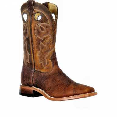 Boulet Mens Rough Rider Amber Gold Wide Square Toe Cowboy Boot 9345