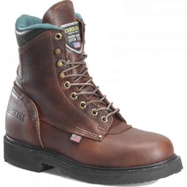 Carolina Mens 8 Inch Steel Toe Union Built Metguard Work Boot Brown