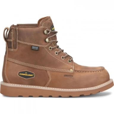 Carolina Mens Premium Leather Safety Toe EZ-On Work Boot Brown