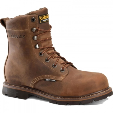 Carolina Mens 8 Inch Brown Leather Safety Toe Waterproof Work Boot