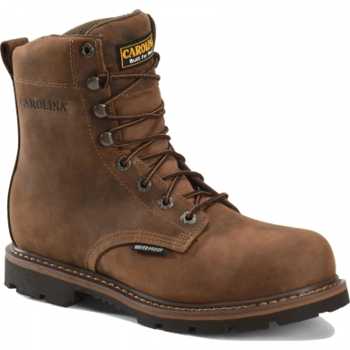 Carolina Mens 8 Inch Brown Leather Steel Toe Waterproof Work Boot