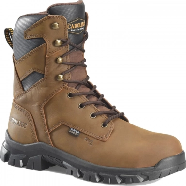 Carolina Mens 8 Inch Brown Leather Steel Toe Waterproof Work Boot 8in