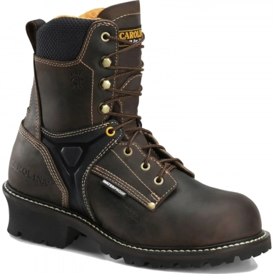 Carolina Mens 8 Inch Composite Toe Waterproof Logger Work Boot Brown
