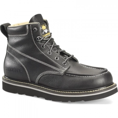 Carolina Mens 6 Inch Black Leather Safety Toe Moc Work Boot