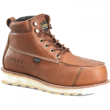 Carolina Mens 6 Inch Brown Leather Safety Toe Waterproof Work Boot