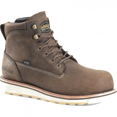 Carolina Mens 6 Inch Brown Leather Safety Toe Waterproof Work Boot D2E