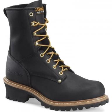 Carolina Mens 8 Inch Black Leather Steel Toe Logger Work Boot Style