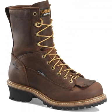 Carolina Mens 8 Inch Steel Toe Waterproof Lace-To-Toe Logger Work Boot