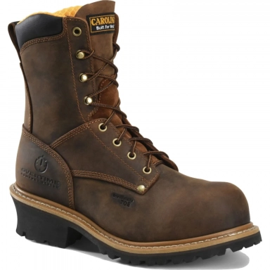 Carolina Mens 8 Inch Brown Leather Composite Toe Logger Work Boot