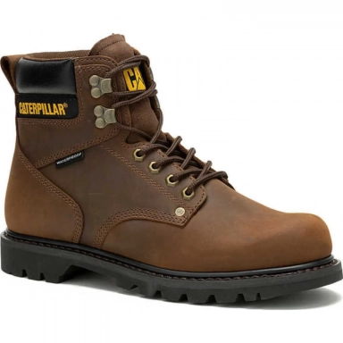 Caterpillar Mens Second Shift Waterproof Work Boot Brown