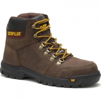 Caterpillar Mens Outline Steel Toe Work Boot Brown