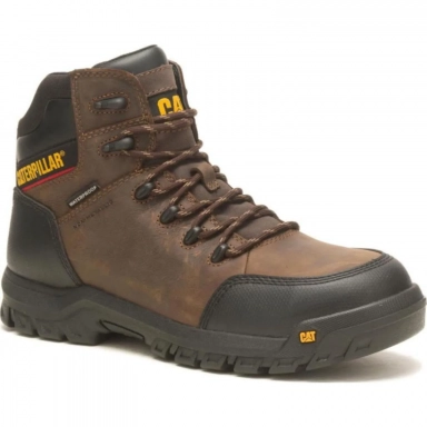 Caterpillar Mens Resorption Waterproof Composite Toe Work Boot Brown