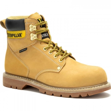 Caterpillar Mens Second Shift Waterproof Steel Toe Work Boot Tan