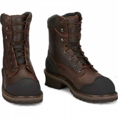 Chippewa Mens 8" Aldarion Waterproof Comp Toe Insulated Logger Work Chocolate