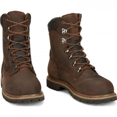 Chippewa Mens 8" Waterproof Insulated EH Comp Toe Work Boot Tough Bark