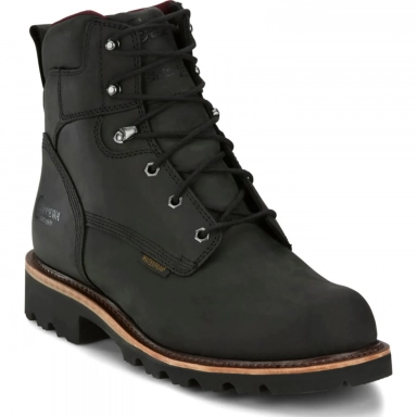 Chippewa Mens 6" Waterproof EH Steel Toe Work Boot Black