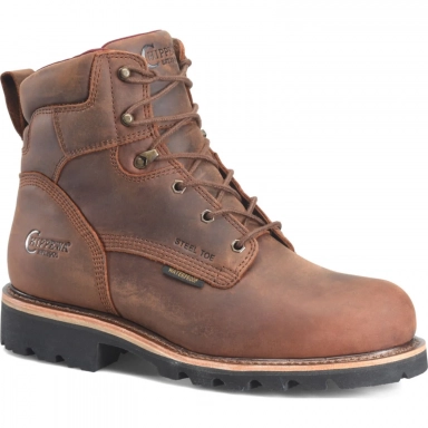 Chippewa Mens 6" Waterproof Steel Toe Work Boot Brown