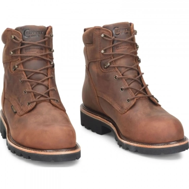 Chippewa Mens 6" Waterproof Insulated Steel Toe Work Boot Brown
