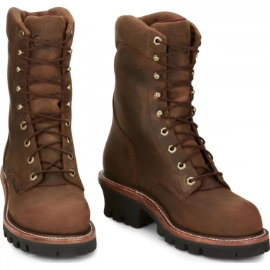 Chippewa Mens 9" Waterproof Steel Toe EH Super Logger Bay Apache