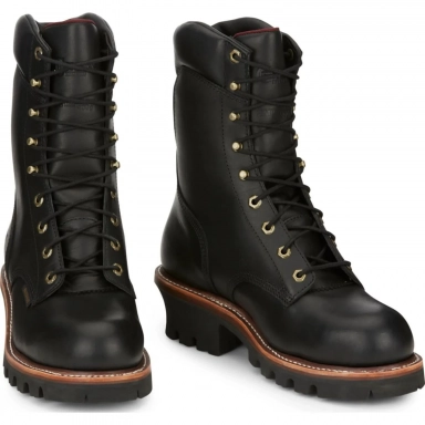 Chippewa Mens 9" Waterproof Insulated EH Steel Toe Super Logger Black Oiled