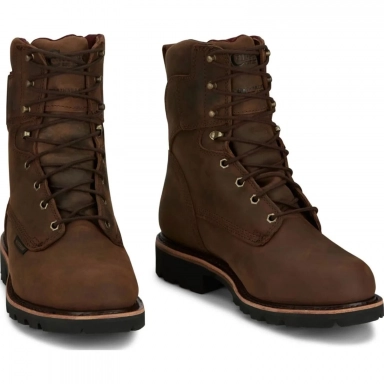 Chippewa Mens 8" Waterproof Insulated EH Work Boot Bay Apache