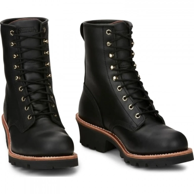 Chippewa Mens 8" EH Steel Toe Logger Black Oiled
