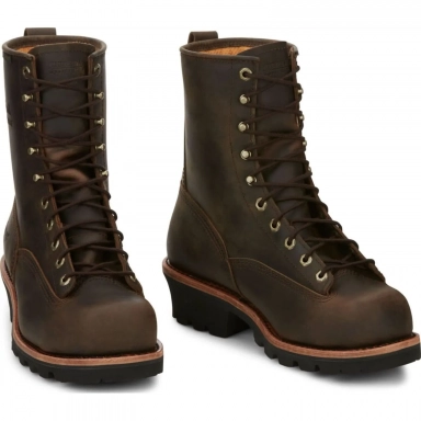 Chippewa Mens 8" Waterproof Insulated EH Steel Toe Logger Bay Apache