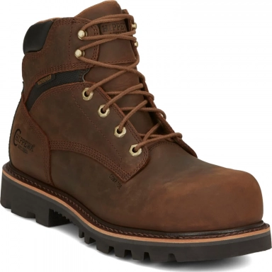Chippewa Mens 6" Waterproof EH Comp Toe Work Boot Heavy Duty Tan